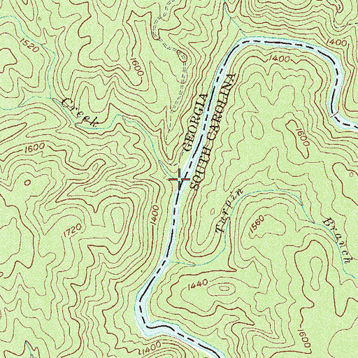 Topographic Map of Lick Log Creek, GA