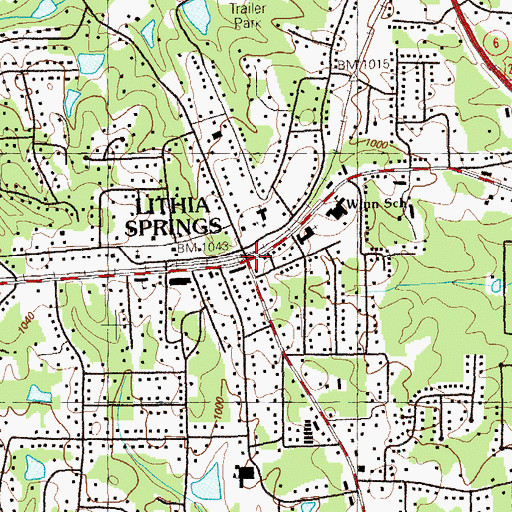 Topographic Map of Lithia Springs, GA