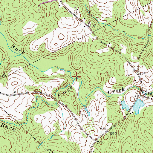 Topographic Map of Little Buck Creek, GA