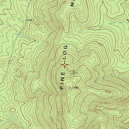 Topographic Map of Little Pine Log Mountain, GA