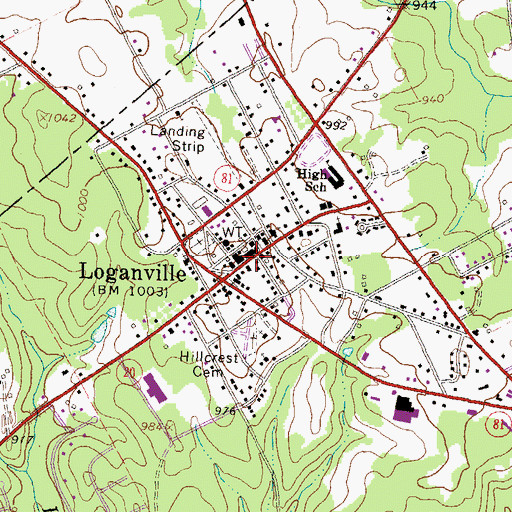 Topographic Map of Loganville, GA