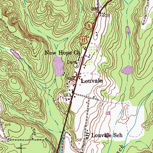 Topographic Map of Louvale, GA