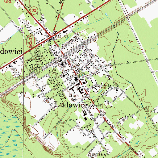 Topographic Map of Ludowici, GA