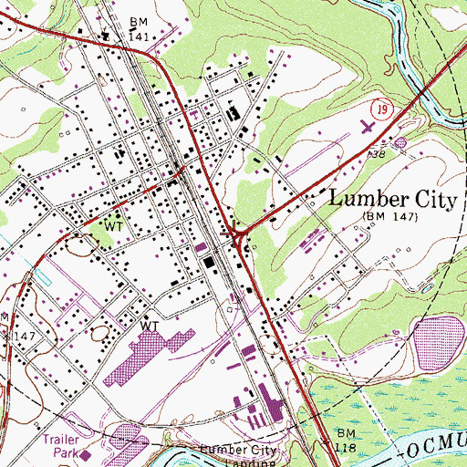Topographic Map of Lumber City, GA