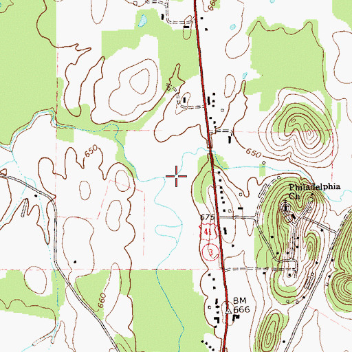 Topographic Map of Lynn Creek, GA