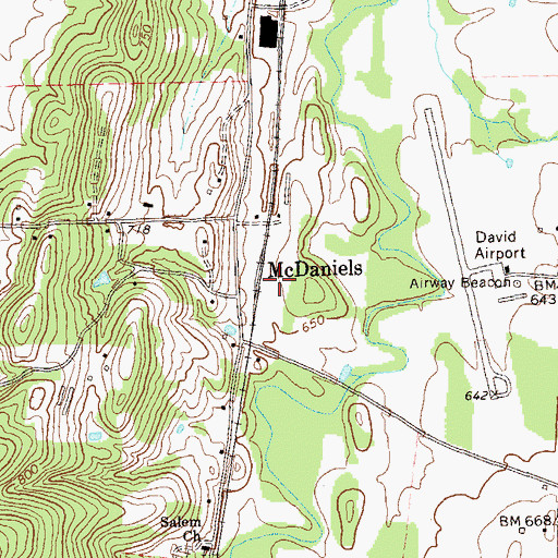 Topographic Map of McDaniels, GA