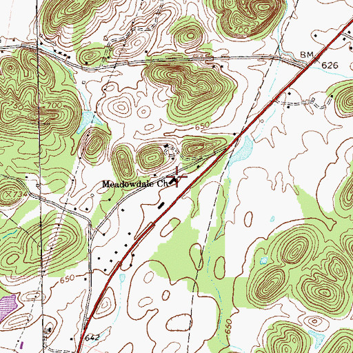 Topographic Map of Meadowdale Church, GA
