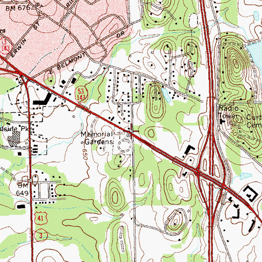 Topographic Map of Memorial Gardens, GA