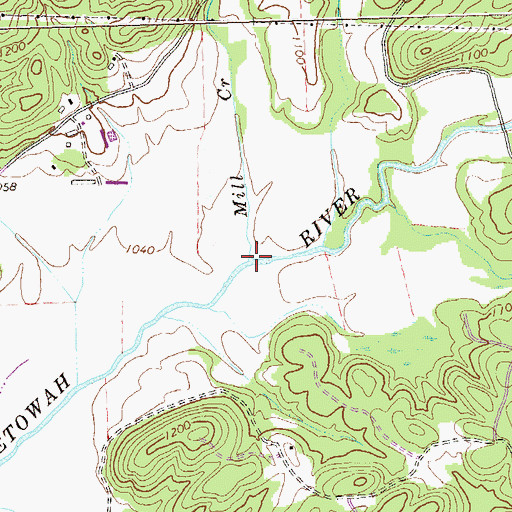 Topographic Map of Mill Creek, GA