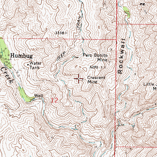 Topographic Map of Crescent Mine, AZ