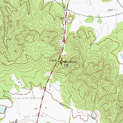 Topographic Map of Mount Sinai Church, GA