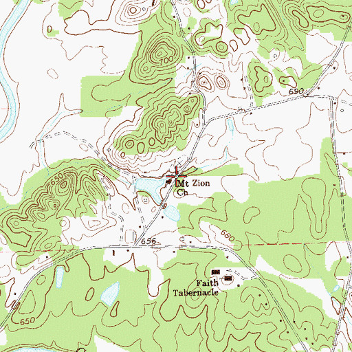 Topographic Map of Mount Zion Church, GA