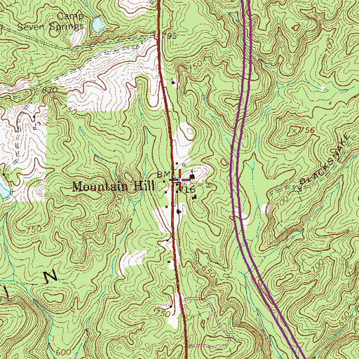 Topographic Map of Mountain Hill, GA