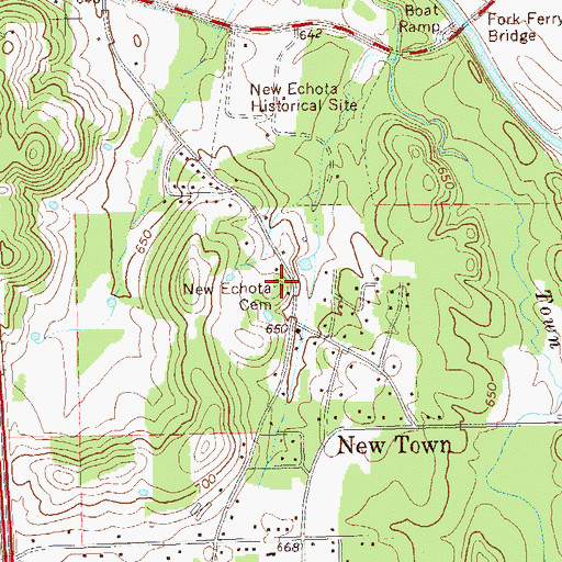 Topographic Map of New Echota Cemetery, GA