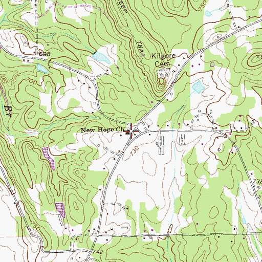 Topographic Map of New Hope Church, GA