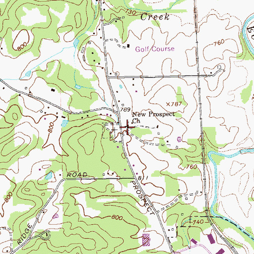 Topographic Map of New Prospect Church, GA