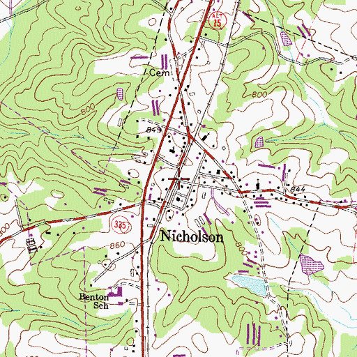 Topographic Map of Nicholson, GA