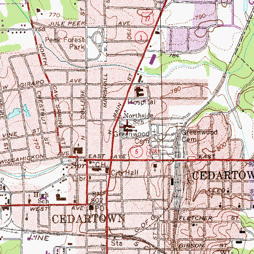 Topographic Map of Northside Elementary School, GA