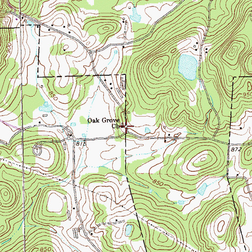 Topographic Map of Oak Grove Church, GA
