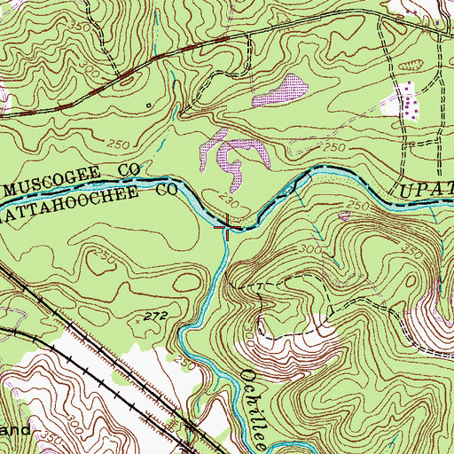 Topographic Map of Ochillee Creek, GA