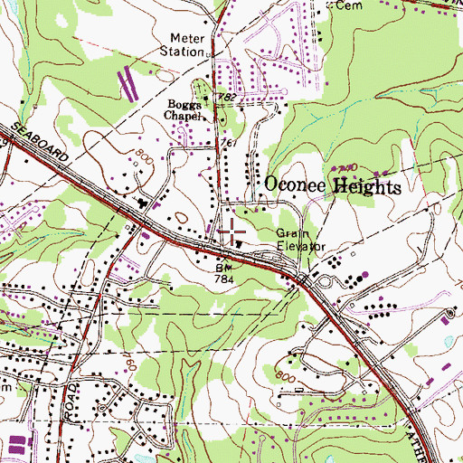 Topographic Map of Oconee Heights, GA