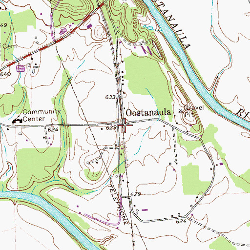 Topographic Map of Oostanaula, GA