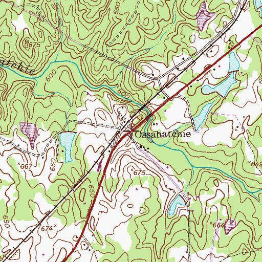 Topographic Map of Ossahatchie, GA