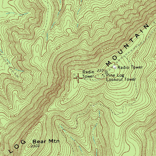 Topographic Map of Pine Log Mountain, GA