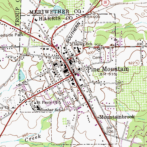 Topographic Map of Pine Mountain, GA