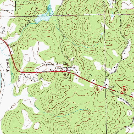Topographic Map of Pleasant Hill Church, GA
