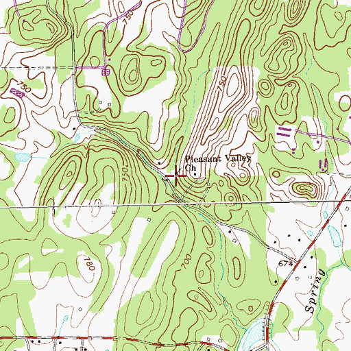 Topographic Map of Pleasant Valley Church, GA
