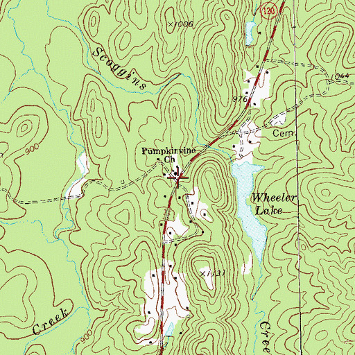 Topographic Map of Pumpkinvine Church, GA