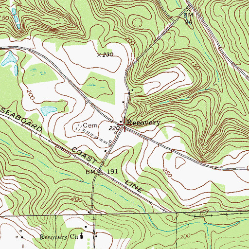 Topographic Map of Recovery, GA