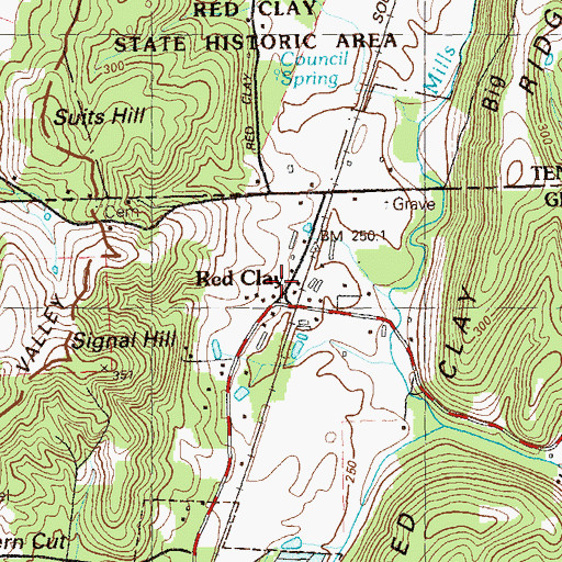 Topographic Map of Red Clay, GA