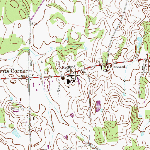 Topographic Map of Red Bud Elementary School, GA