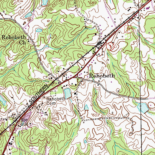 Topographic Map of Rehobeth, GA