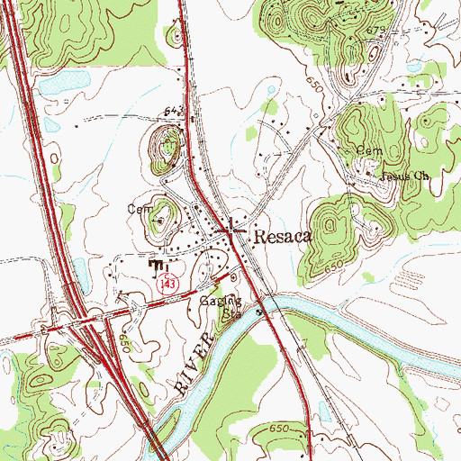 Topographic Map of Resaca, GA