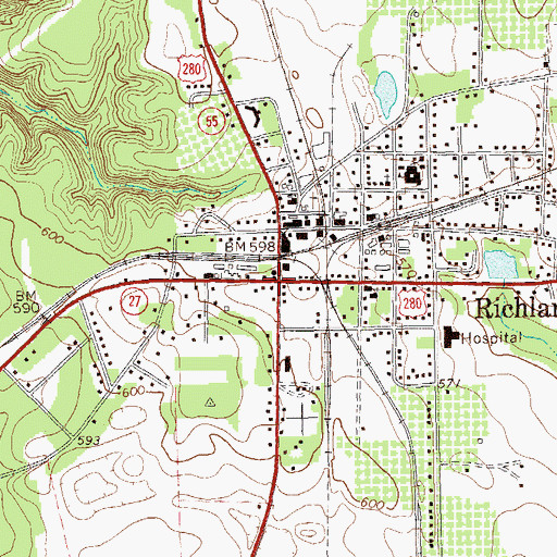 Topographic Map of Richland, GA