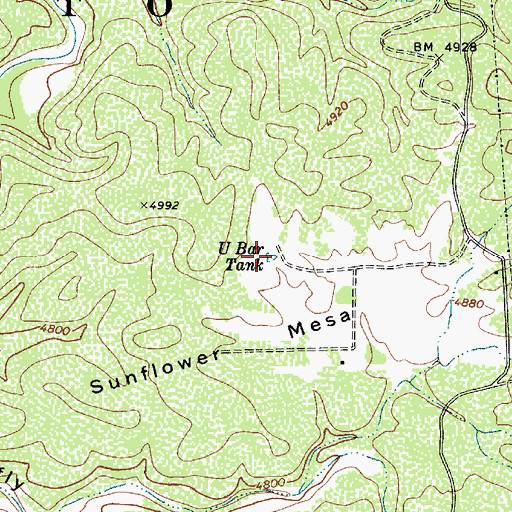 Topographic Map of U Bar Tank, AZ