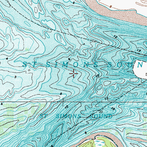 Topographic Map of Saint Simons Sound, GA
