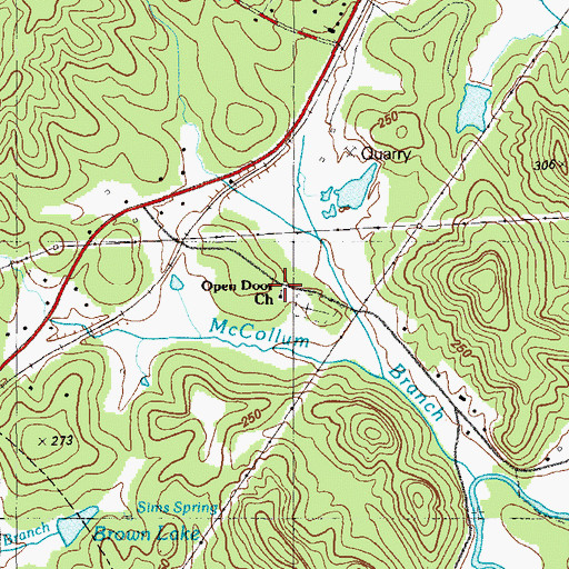 Topographic Map of Open Door Church, GA