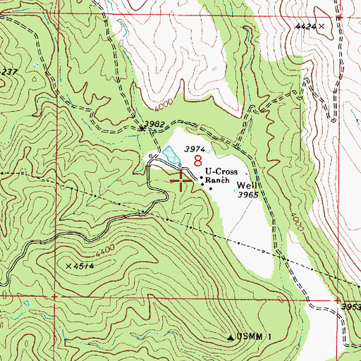 Topographic Map of U-Cross Ranch, AZ