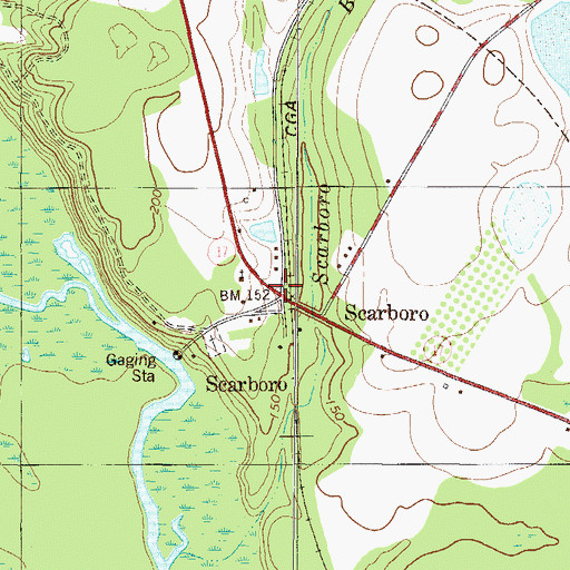 Topographic Map of Scarboro, GA