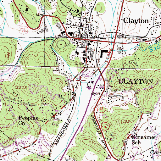 Topographic Map of Scott Creek, GA