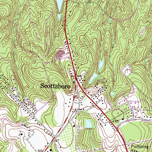 Topographic Map of Scottsboro, GA