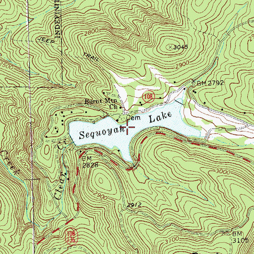 Topographic Map of Sequoyah Lake, GA