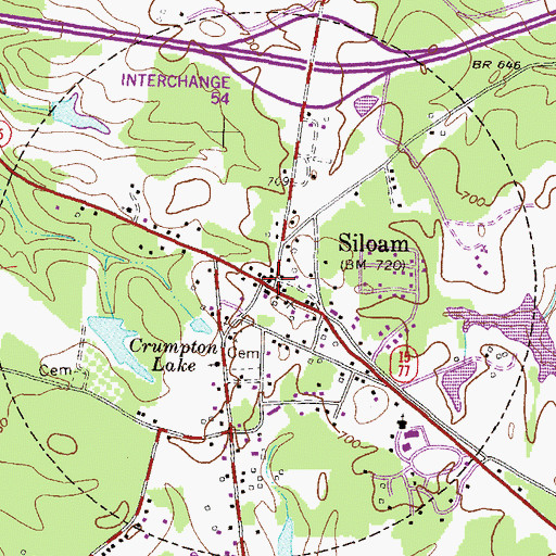 Topographic Map of Siloam, GA