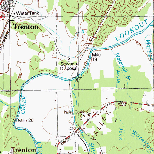 Topographic Map of Sitton Gulch Creek, GA