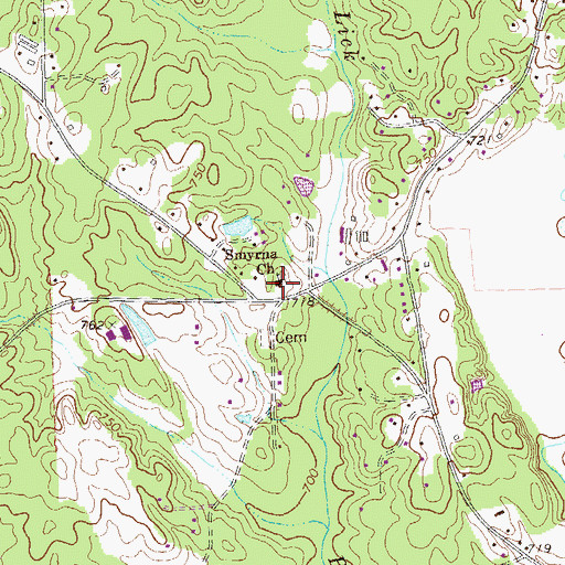 Topographic Map of Smyrna Church, GA