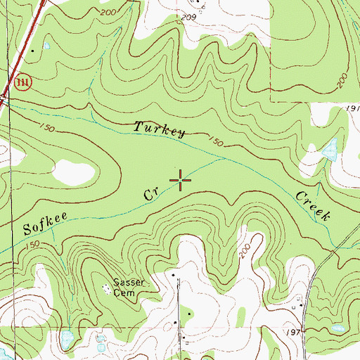 Topographic Map of Sofkee Creek, GA